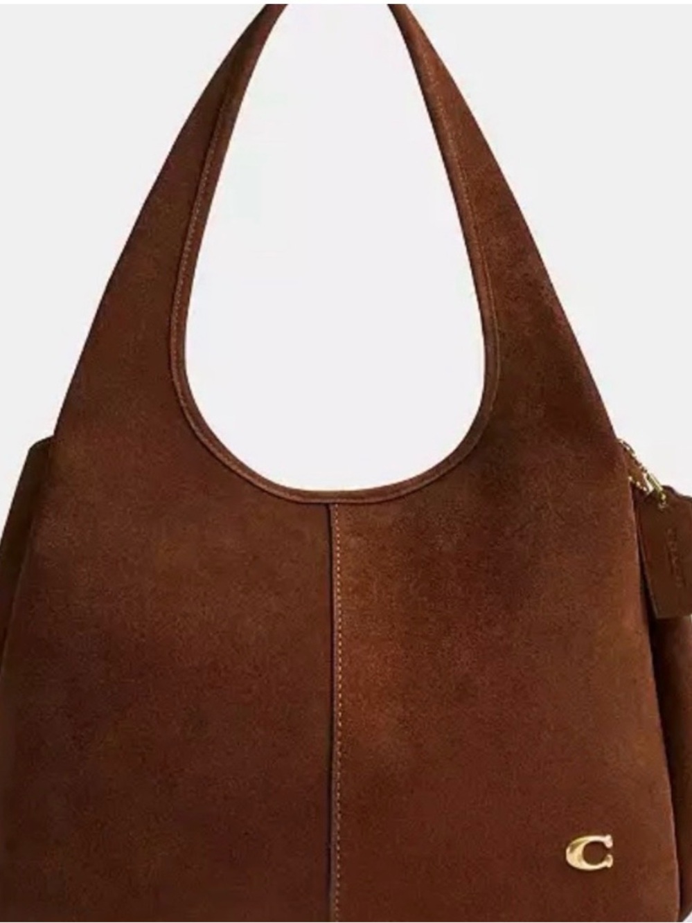 Coach Brown Suede Shoulder Bag with Gold Accent/ RETAILS @ $699.